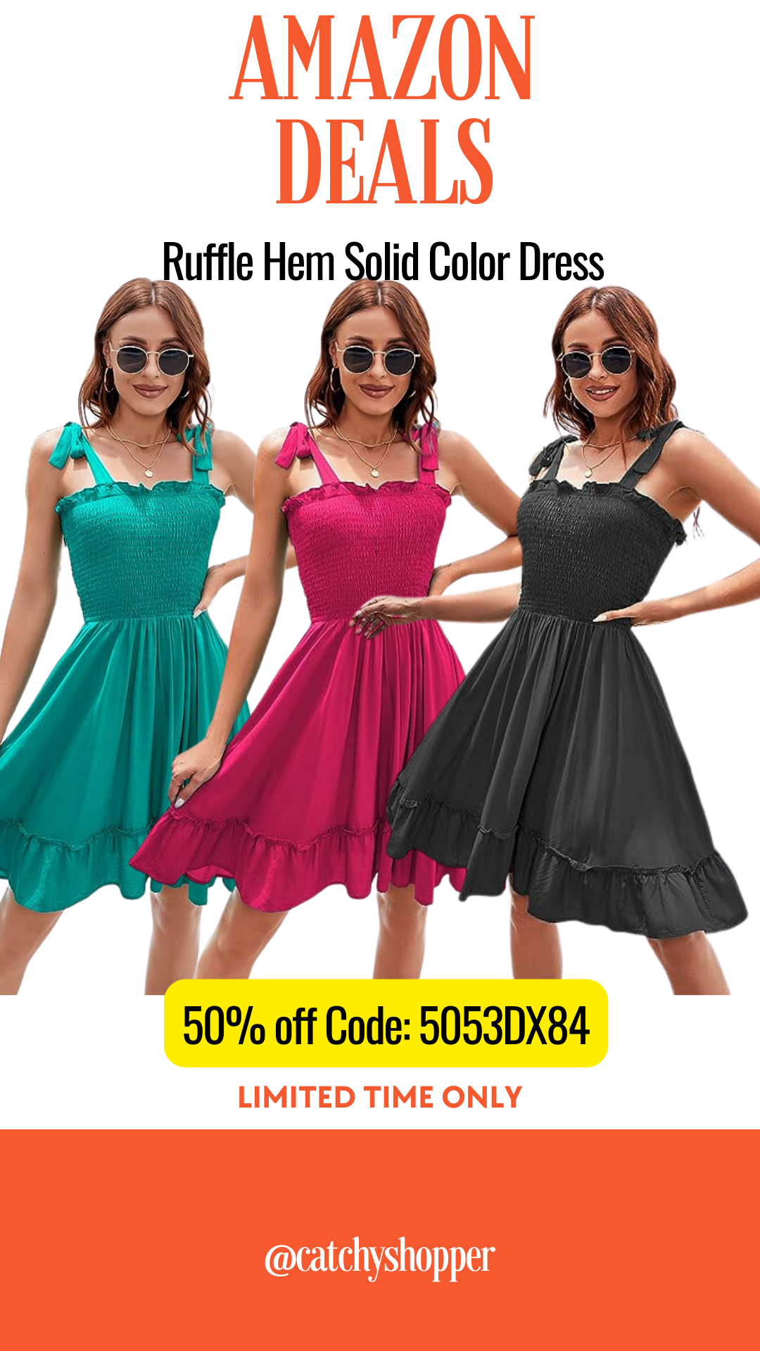 Ruffle Hem Solid Color Dress