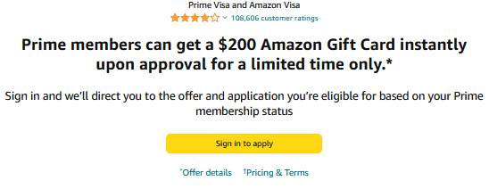 Instant Amazon Credit with Amazon Prime Visa Card